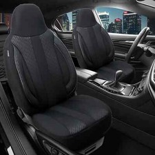 2x Sitzbezüge passend für Audi A6 C6 (in Schwarz) | Vorne | Pilot-Style ZENO504