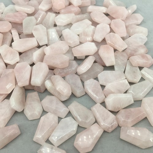 Natural pink rose Coffin Quartz Carved Crystal Pendant Reiki Healing 5pc - Imagen 4 de 12