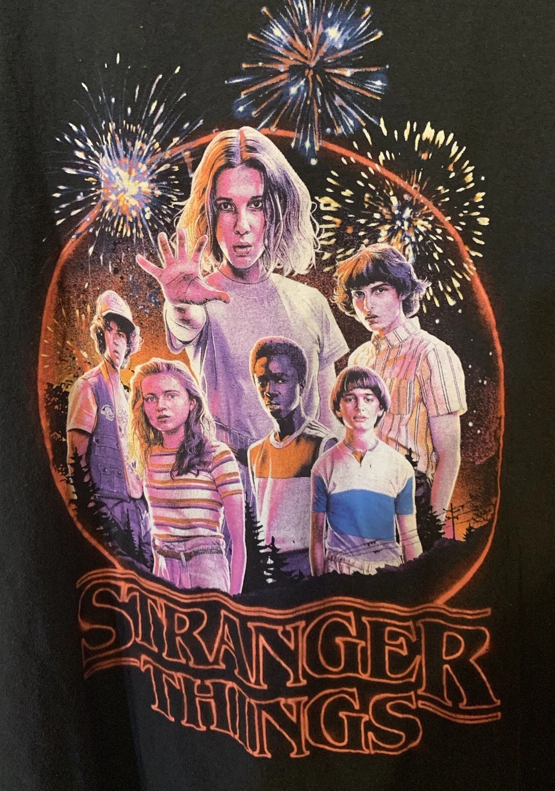 Stranger Things Mens Sz 2XL Black Red T Shirt