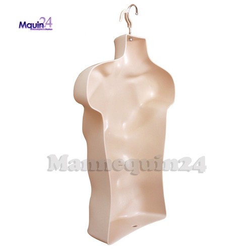 2 PACK MALE TORSO DRESS BODY FORM MANNEQUINS FLESH + 1 STAND + 2 HANGERS - Picture 4 of 4