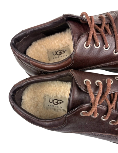 UGG Brown Leather Shoes Men’s Size 10.5 Cap Toes Lace Up Oxfords - Picture 8 of 11