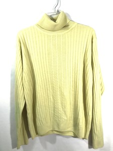 CASUAL-CORNER-vtg-90s-yellow-turtleneck-cable-rib-knit-retro-bond-girl-sweater-L