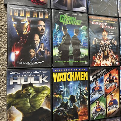16 Superhero Dvds Spider-Man Hulk Superman Watchmen Iron Man