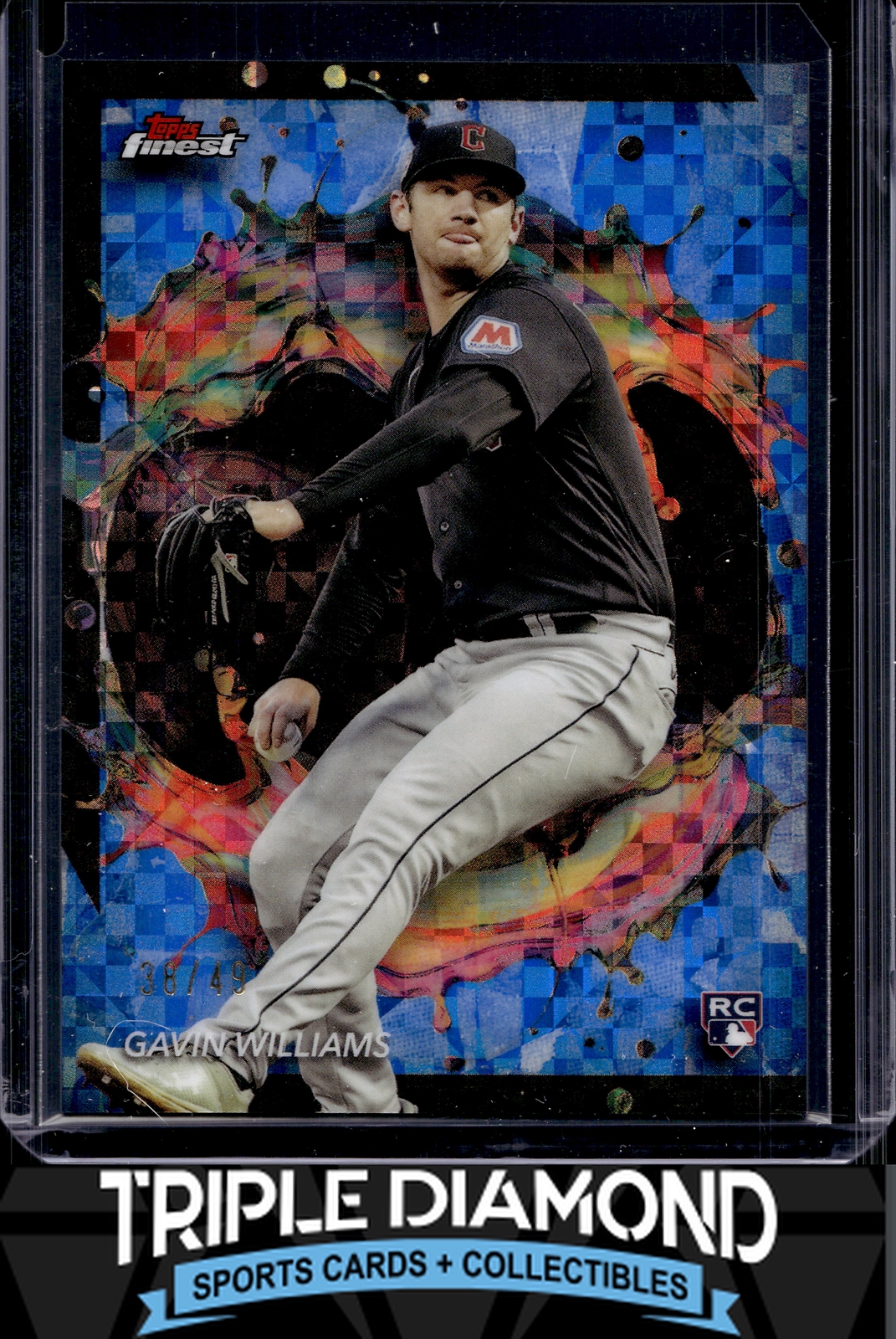 2024 Topps FInest #242 Gavin Williams Rare Rookie Blue Checkerboard #38/49 N887