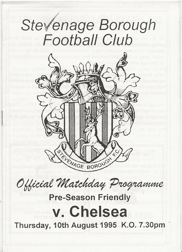 1995 Stevenage Borough gegen Chelsea Freundschaftsspielprogramm