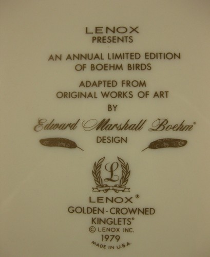 Piatto decorativo Lenox Boehm Birds corona dorata Kinglets 1979 fatto a mano - Foto 4 di 5