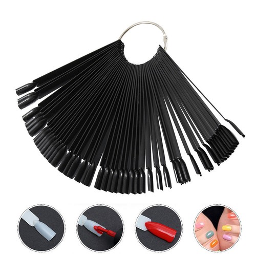 50 Display Nail Art Key Ring Wheel Fan Polish Practice Color Tip Sticks Stand UK - Picture 8 of 11