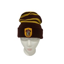 Harry Potter Gryffindor House Crest Striped Knit Cuff Beanie Hat Cap One Size