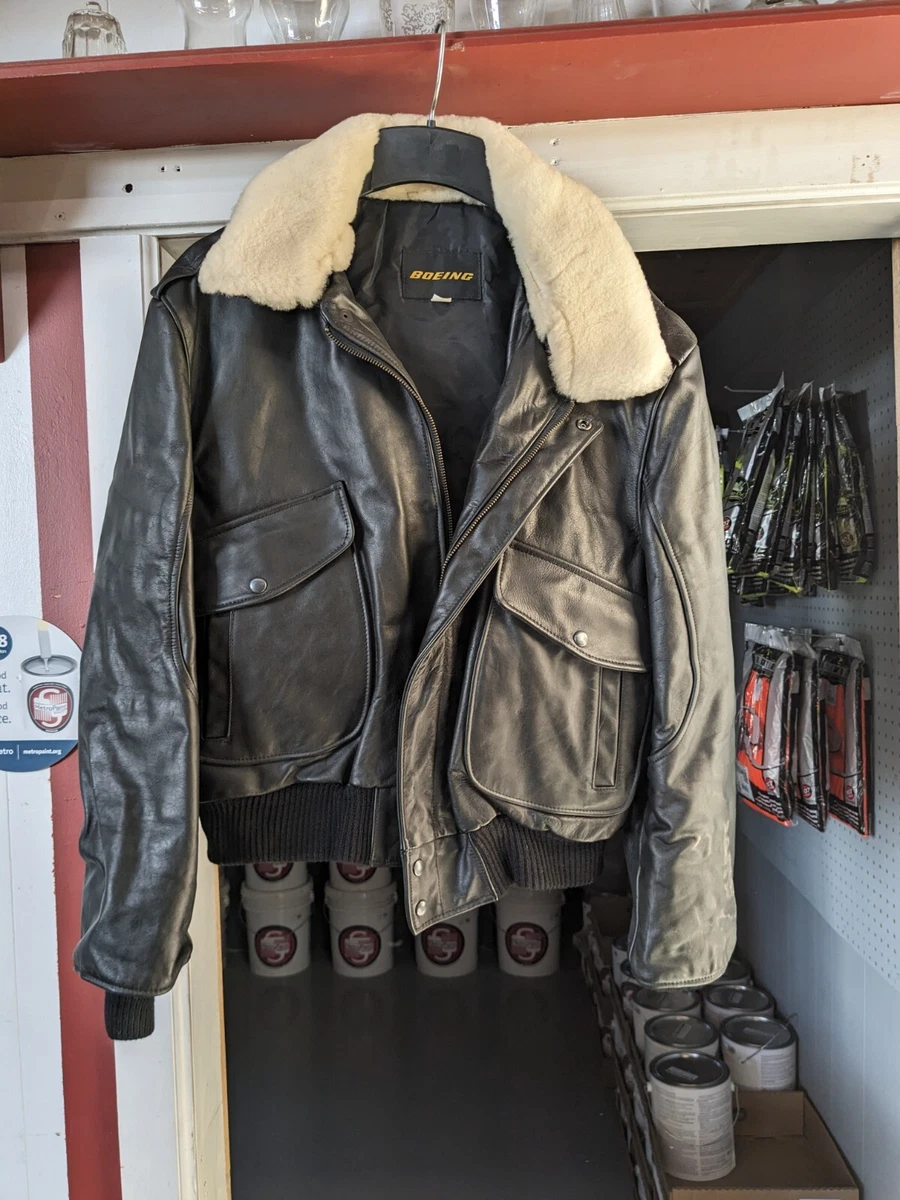 Boeing leather jacket XL with pin eBay