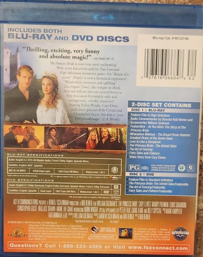 The Princess Bride (Blu-ray/DVD, 2009, 2-Disc Set, Widescreen) - Afbeelding 2 van 3