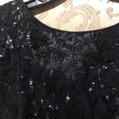 sachin and babi light blue dress Calvin Klein Black Roses Floral Embroidered Sequin Draped Back Dress Size 8