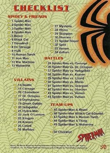 SPIDERMAN 97 NUMBERS 1 TO 50 CHOOSE BY FLEER SKYBOX - 第 50/50 張圖片