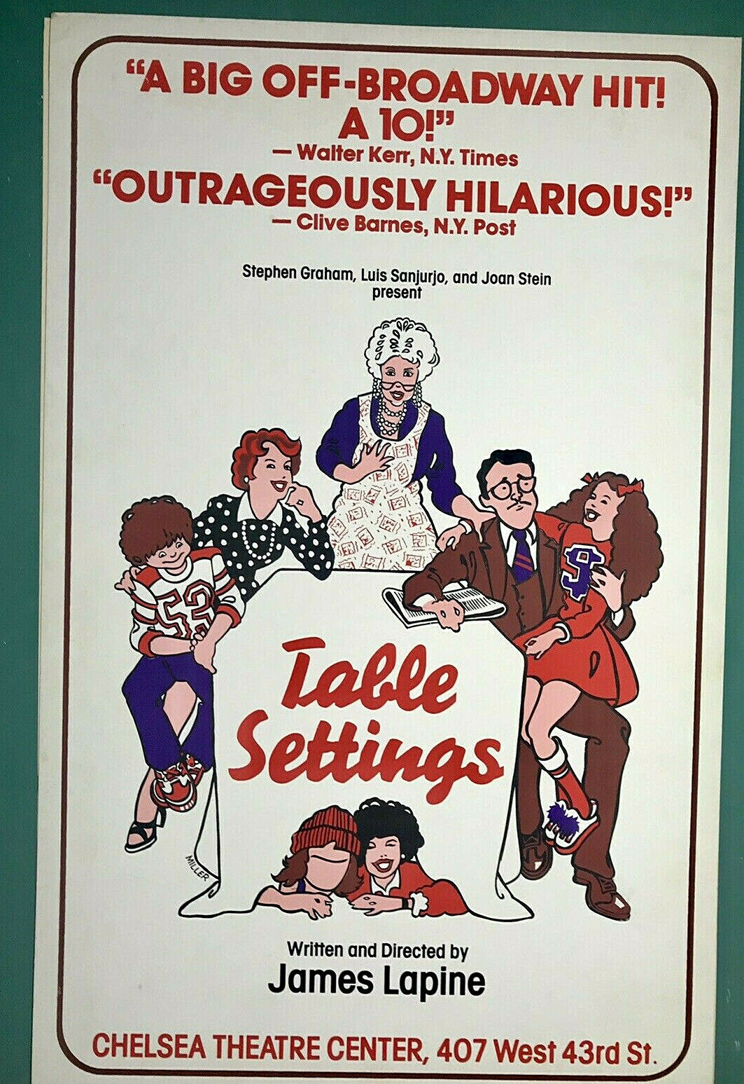 TABLE SETTINGS James Lapine (Falsettos) Off Broadway window card poster
