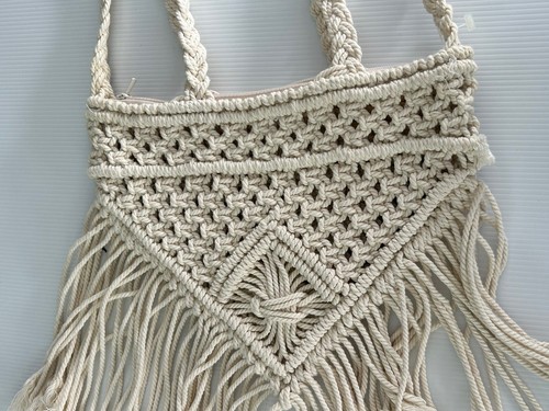 Handmade Macrame Knit Woven Bag Purse Boho Vintage Hippy - Picture 5 of 14