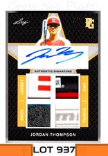 1-2019 LEAF PERFECT GAME QUAD PATCH ORANGE AUTO JORDAN THOMPSON DODGERS 3/4