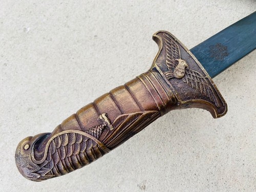 Vintage Japanese Short Sword Tanto Air Force Dagger Katana Sign Blade Brass Saya - Picture 9 of 12