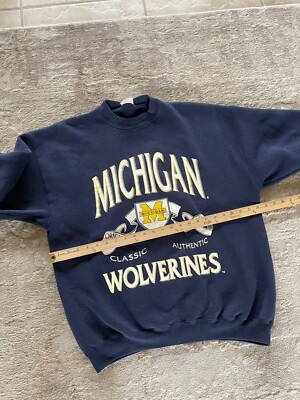 Vintage 90s Michigan Wolverines Blue Crewneck Sweatshirt Size