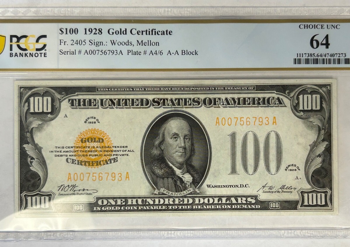 $500 おもちゃ・趣味 1928A $100 シカゴ ゴールド オン デマンド 連邦