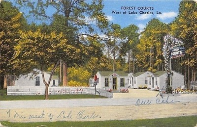 Lake Charles Louisiana Forest Courts Motel Motor Lodge Cabin 1940