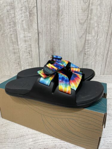 Chaco Chillos Damen-Slidesandalen Größe 7 dunkel gefärbt schwarz Neu im Karton blau rot grün - Bild 3 von 9