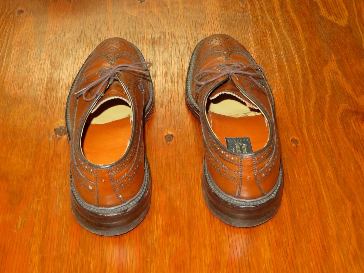 Vint. USA American Gentleman Brown Leather Wingtip Dress  display picture 1