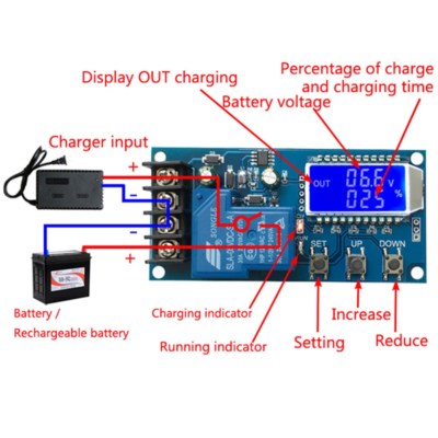 6-60V 30A Li-ion Battery Charge NC Control Module Protection Board LCD Display