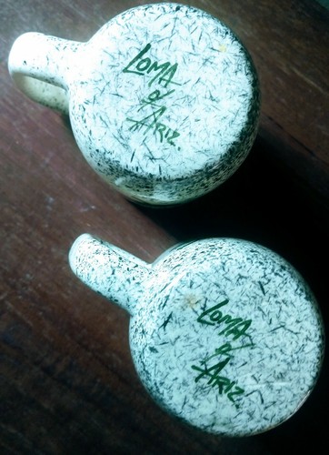 VTG MCM Loma Of Arizona Coffee Cup Mug Set White/Turquoise/Green Shamrock - Picture 4 of 9