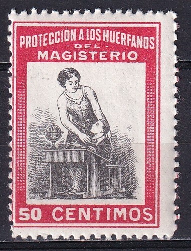 Spain post civil war label PROTECCION A LOS HUERFANOS DEL MAGISTERIO (II) - Picture 1 of 2