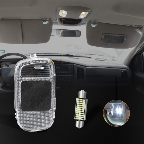 Roof Map Dome Light Cover Overhead Console Reading Lamp Lens White Led Blubs Hou - Picture 2 of 12