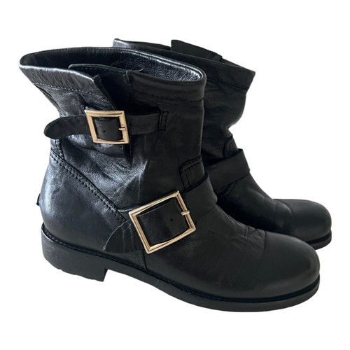 Stivali da motociclista Jimmy Choo in pelle nera taglia 37 - Foto 4 di 12