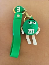 M & M "GREEN"  KEYCHAIN / BACKPACK CLIP -PVC 3D -NEXT DAY SHIPPING