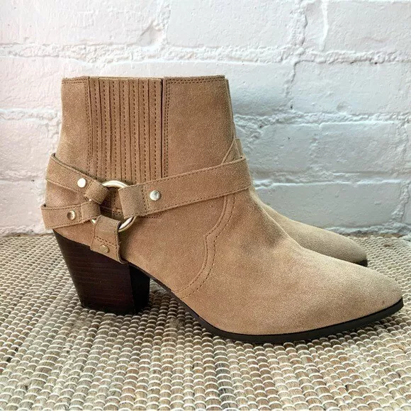 Bella Vita Womens Bronx Tan Leather Ankle Boots Shoes Size 9