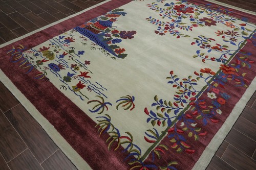 LoomBloom Multi Size Mint Handmade Chinese Art Deco Pictorial Wool Area Rug - Picture 11 of 11