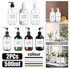 2PCS 500ml Hand Pump Bottle Soap Dispenser Shampoo Conditioner With 12 Labels