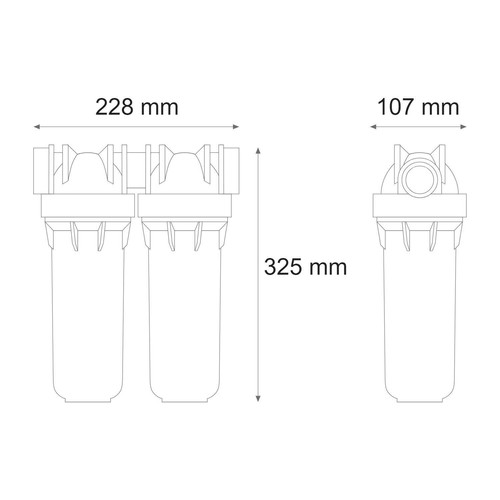2 Stage 10" Inline Water Filter Housing 3/4" Ports With Wall Bracket And Key - Picture 3 of 3