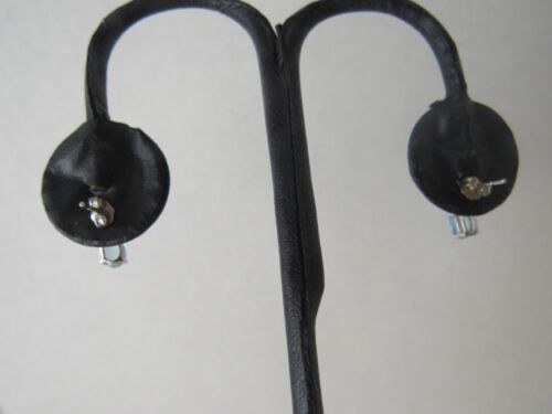 Vintage 10K White Gold Blue Aquamarine & Diamond Post Earrings Petite - Picture 4 of 7