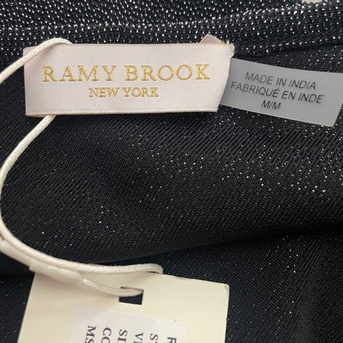 $265 Ramy Brook Violeta argento metallizzato nero maglia una spalla media nuova con etichette - Foto 8 di 9