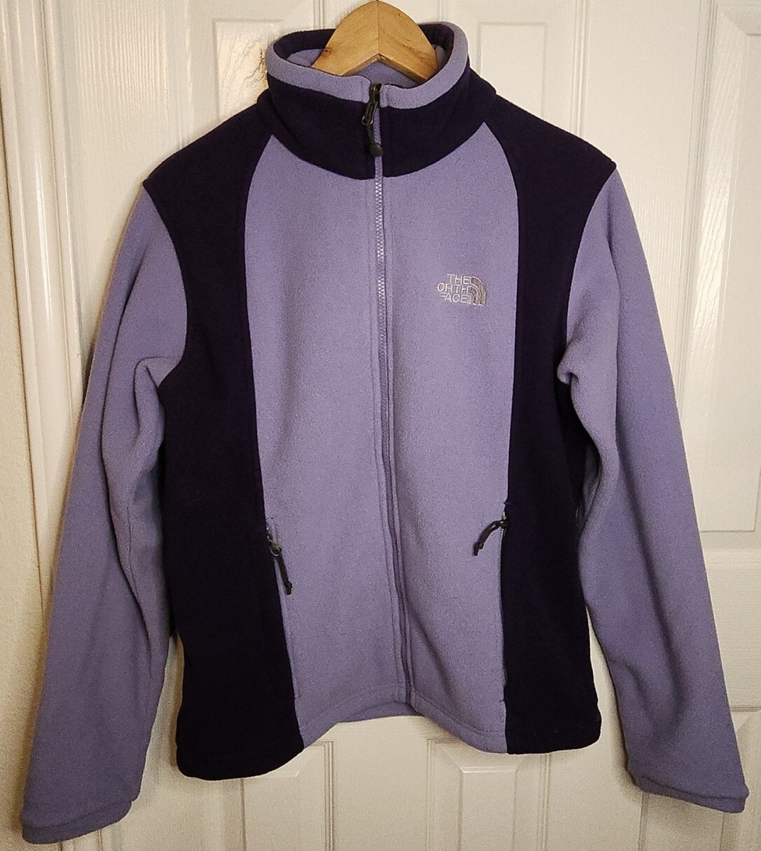 The North Face Womens Purple Colorblock Full Zip Fleece Sweatshirt