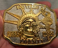 Vtg. Belt Buckle Statue Of Liberty 100 Years Of Liberty 1886 To 1986 Shiny Metal