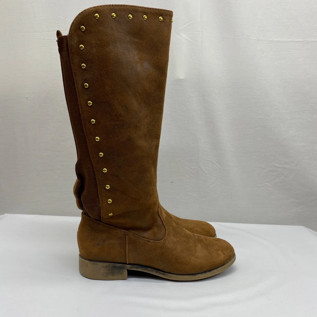 Girls brown top knee high boots
