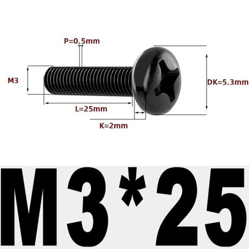 304 Stainless Steel Black Cross Pan Head Screw Round Head Bolt M2-M8 - Picture 70 of 103
