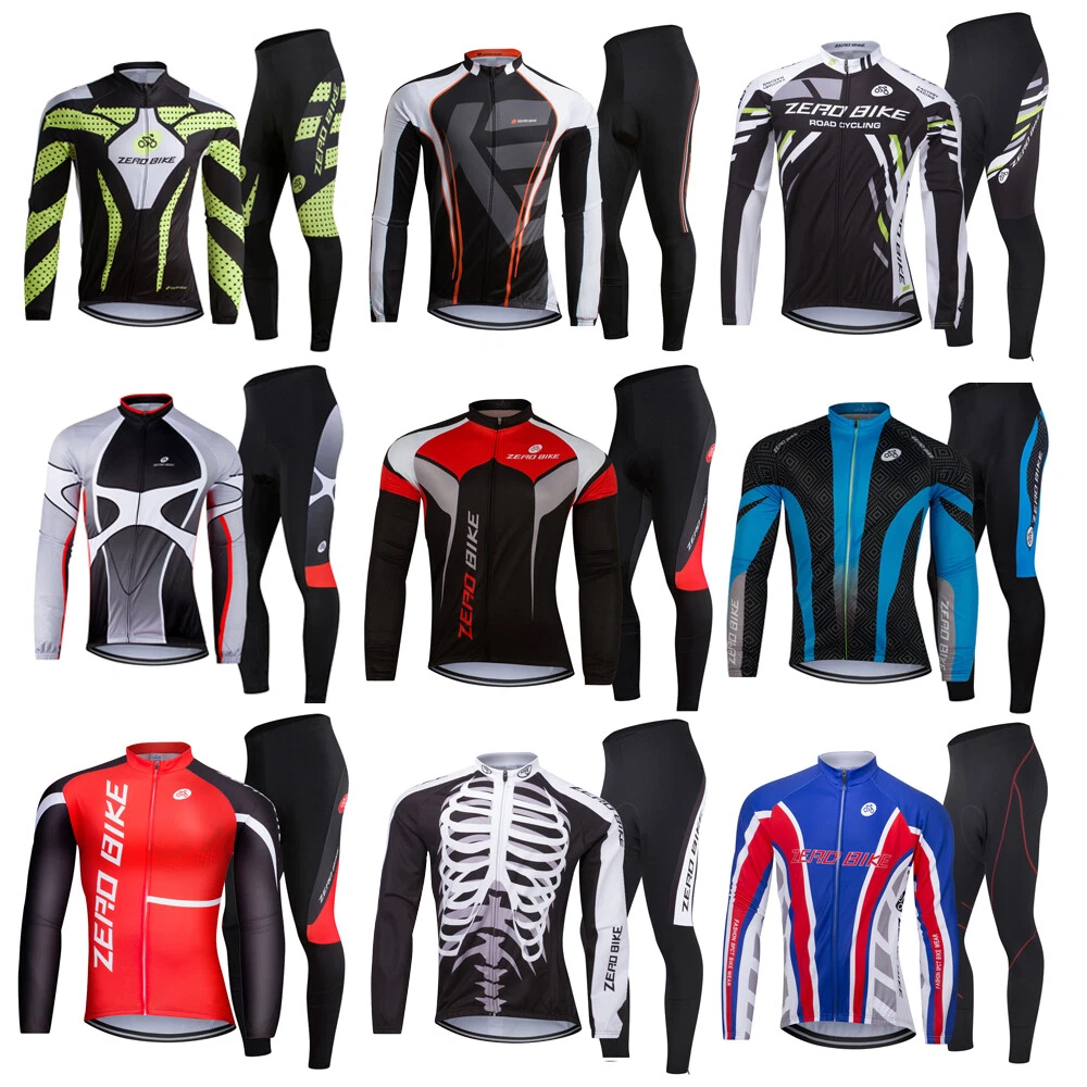 Herren Fahrradtrikot Langarm Set + Radlerhose Gepolstert  Atmungsaktiv &  Schnelltrocknend Trikot Rad