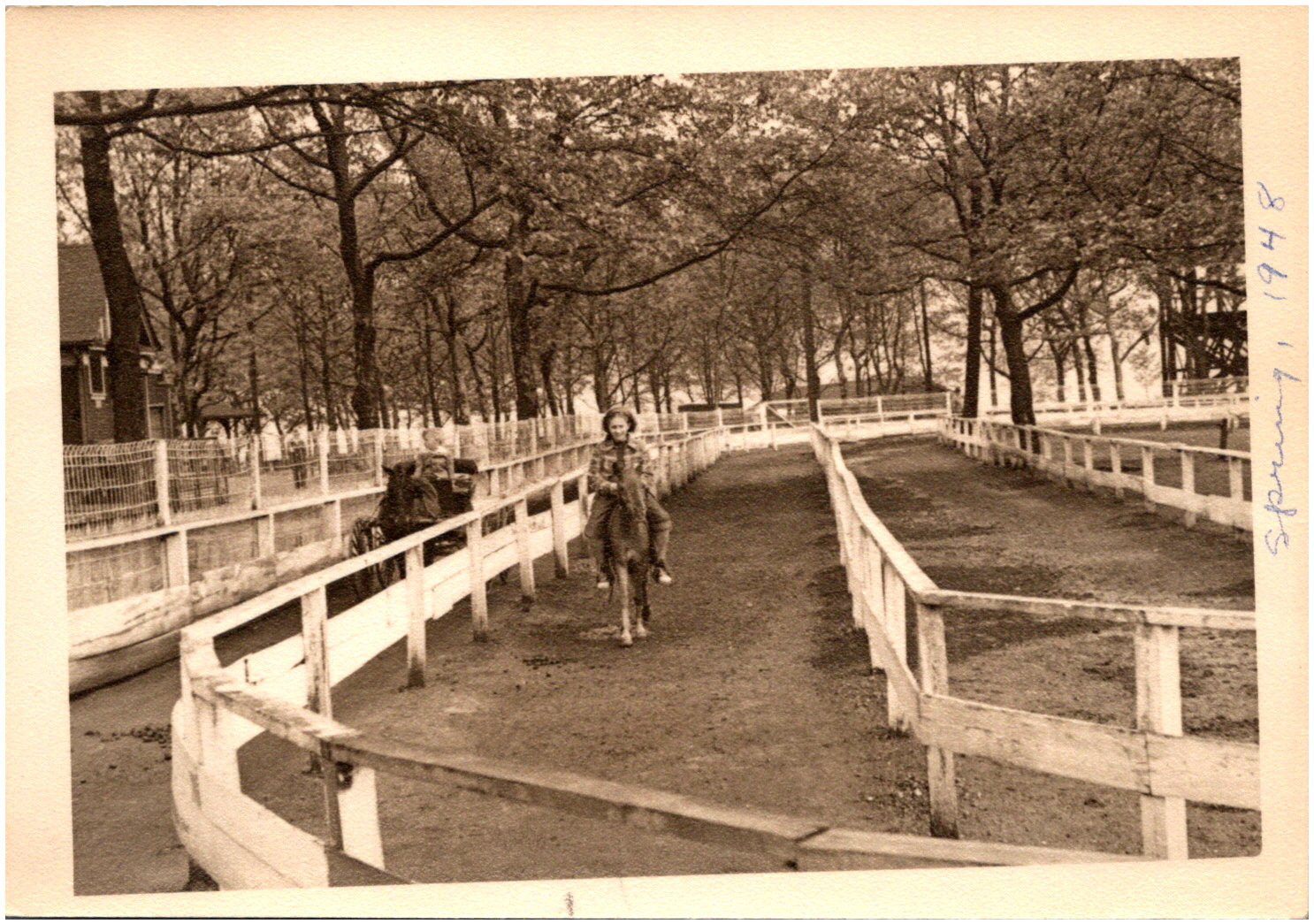 Girl Riding Pony at Kennywood Park Track West Mifflin Pennsylvania PA 1948 Photo