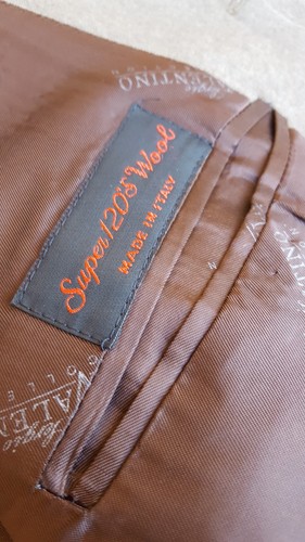 Sergio VALENTINO Collection Brown Chkd Wool 3 Btn Suit Coat US 46L EU 56L Italy - Picture 7 of 12
