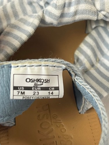 Sandalias OshKosh B'Gosh Bebé Niña Posey Lazo Talla 7M Azul Rayas Tela Denim - Imagen 7 de 7