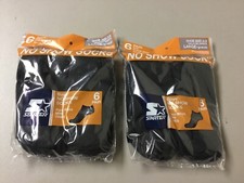 NWT Starter Boy  s Cotton No Show Socks Shoe Size 3-9 Black 12 Pair 443J