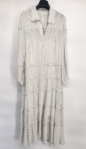 NWD Anthropologie Long-Sleeve Smocked Tiered Maxi Dress Sz LP Polka Dot #9F417 - Picture 2 of 15