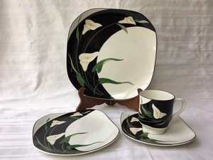 Sango Quadrille Black Lilies 16 PC Dinner Set Dinner Salad Plate Cup ... Sango Quadrille Black Lilies 16 PC Dinner Set Dinner Salad Plate Cup ...