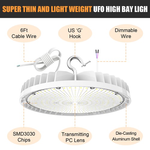 200W UFO LED High Bay Light 28000lm Commercial Warehouse Shop Light Dimmable - Picture 6 of 15