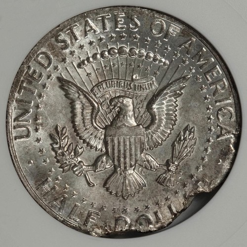 1964 ANACS MS63 Long Ragged Clip Defective Planchet Kennedy Dollar Mint Error - Picture 2 of 4